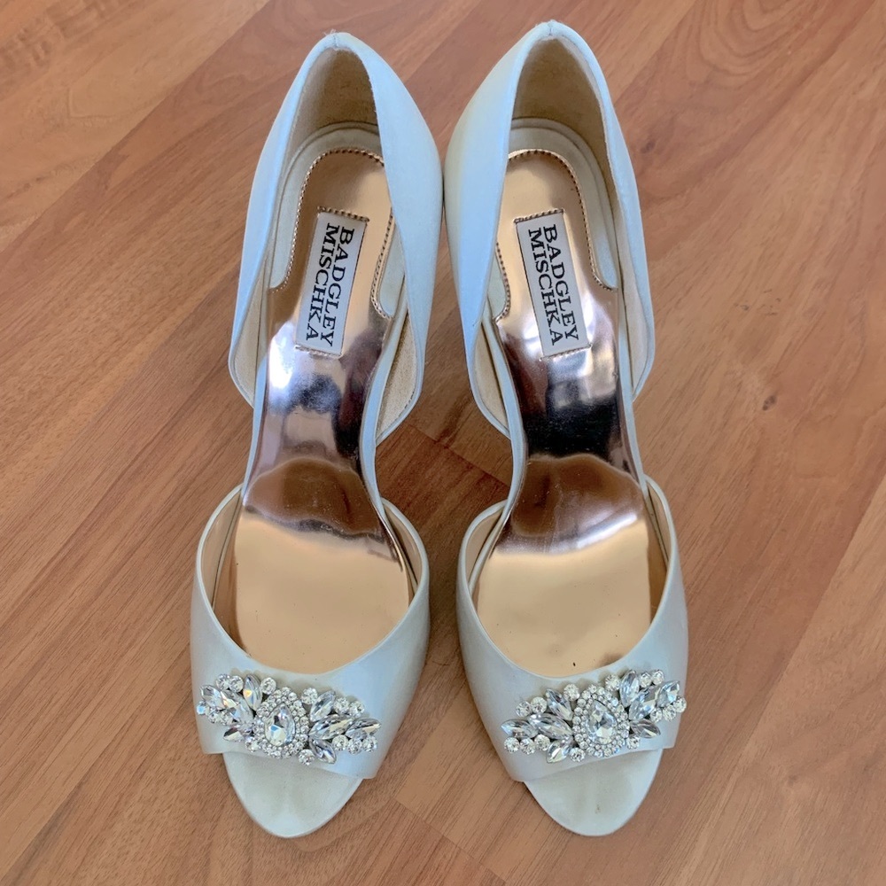 Badgley Mischka Jewel Embelished Peep Toe Heel